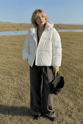 Cropped Plush Lined Oversized Puffer Jacket