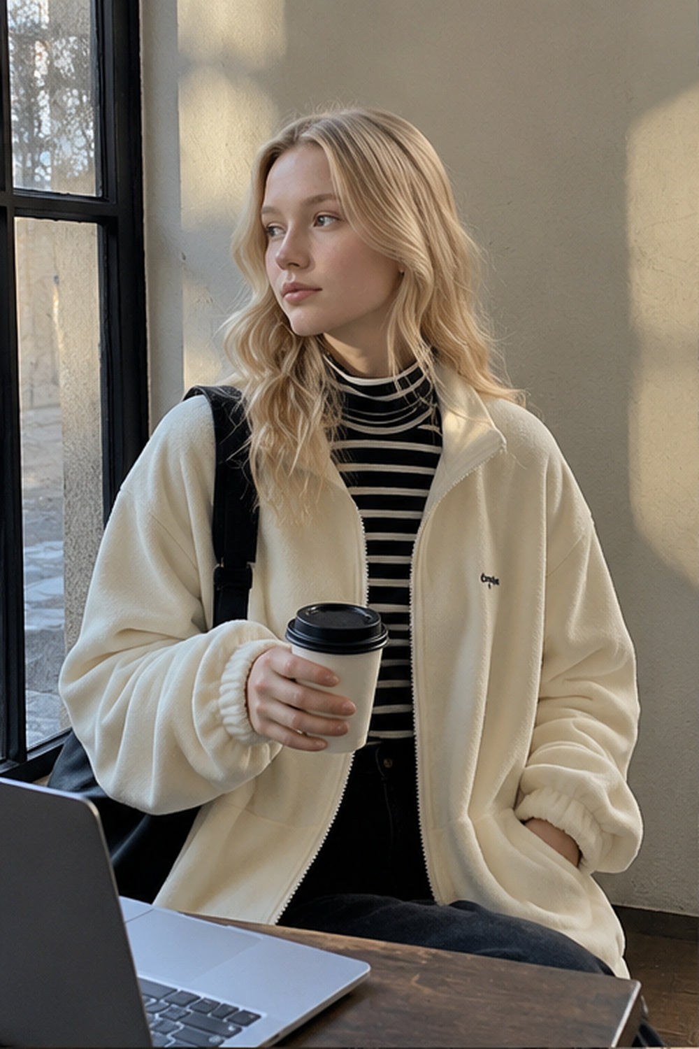 Letter Print Zip-up Jacket
