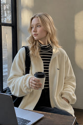 Letter Print Zip-up Jacket