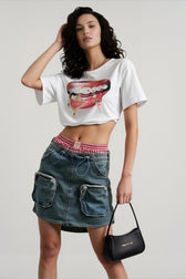 Lips Print Colorblock T-shirts