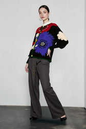 Vintage Floral Embroidered Knit Cardigan