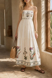 Backless Pleated Floral Dress