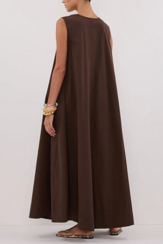 V-Neck Pleated Tank Loose Boho Dress