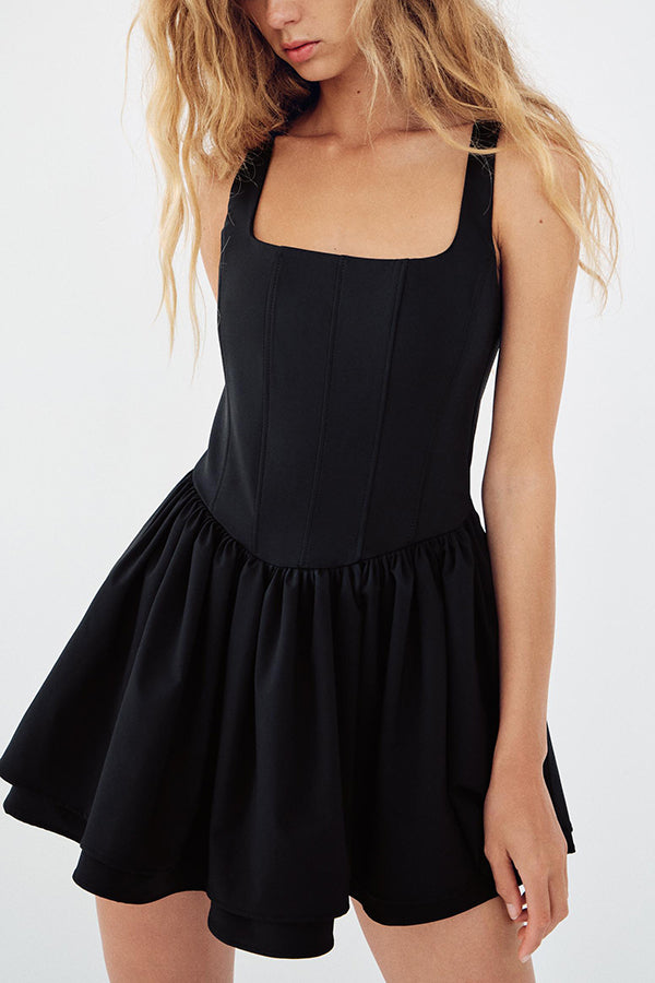 Solid Velvet Square Neck Slim Fit Mini Dress - View 20