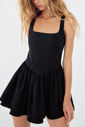 Solid Velvet Square Neck Slim Fit Mini Dress - View 20