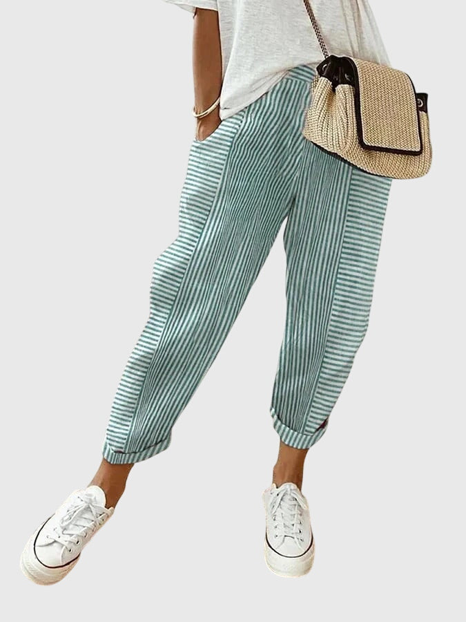 Striped High Waist Tapered Pants