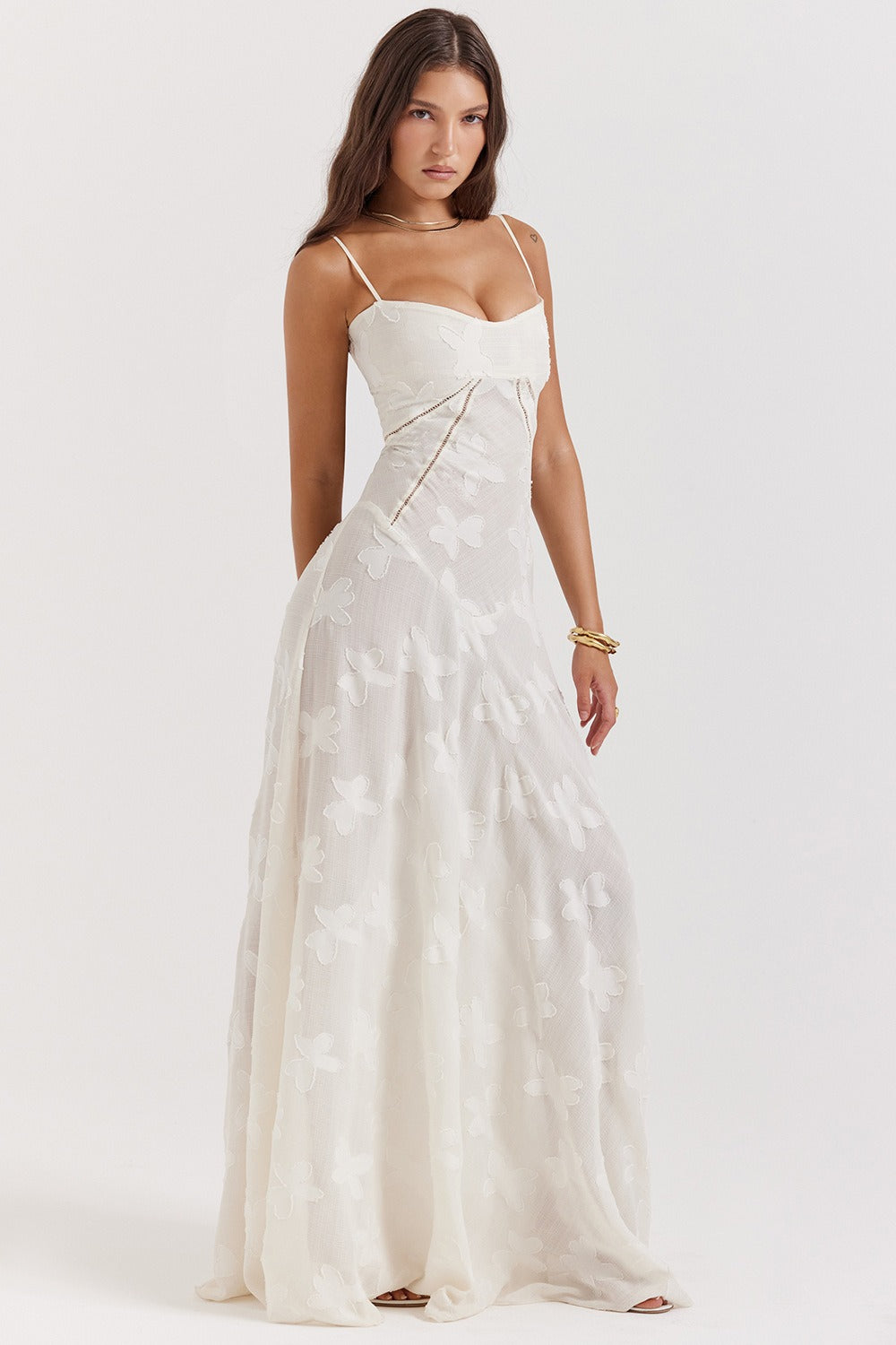 Lace Tie-Strap Romantic Maxi Dress - View 20
