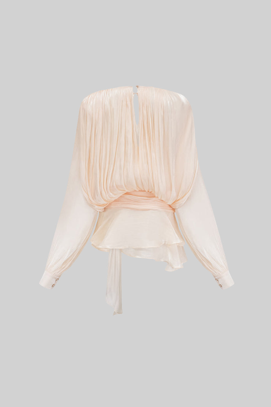 Pleated Satin Tie Neck Long Sleeve Wrap Waist Ruffle Hem Mini Dress 10