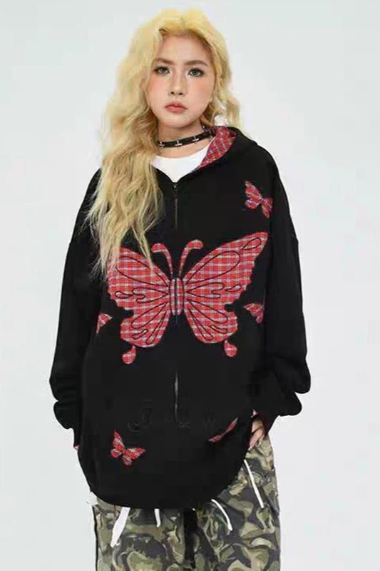 Gothic Butterfly Print Hoodie