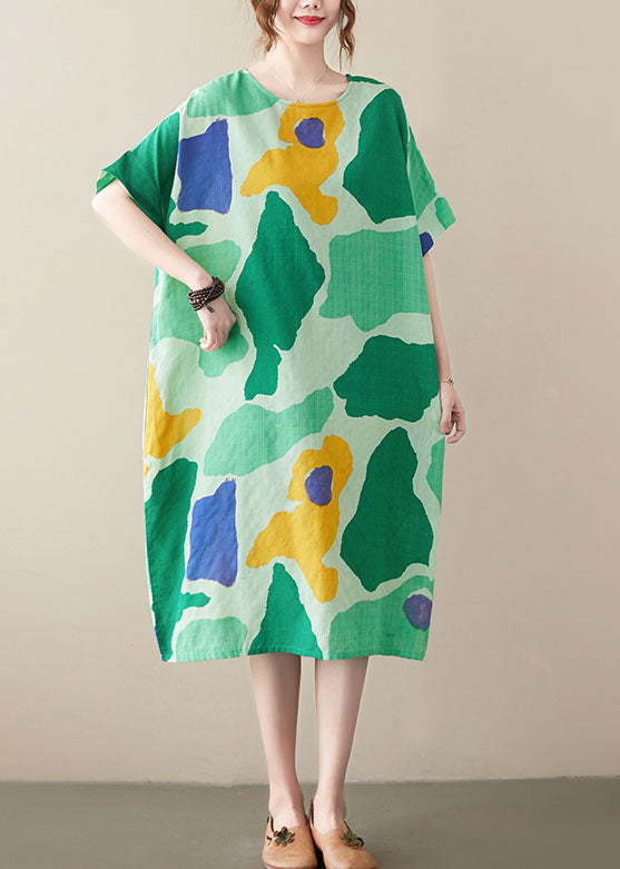 Abstract Print Oversized Short Sleeve Relaxed Shift Midi Dress