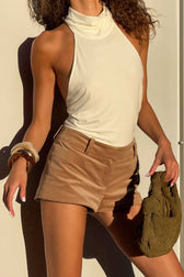 Corduroy Low Rise Chic Tailored Shorts