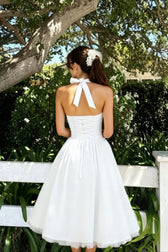 Tie-Waist Puff Party Dress