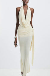 Halter High Waist Open Back Reception Dress