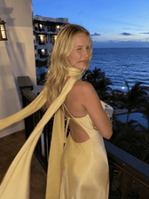 V Neck Tie Back Satin Maxi Dress