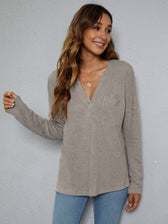 High-Low with Top Dropped Waffle-Knit Shoulder