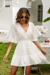 Lace Panel Batwing Sleeve Boho Dress