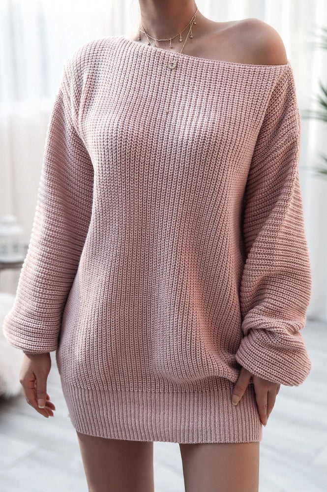 Casual Knit Off Shoulder Sweater Dress