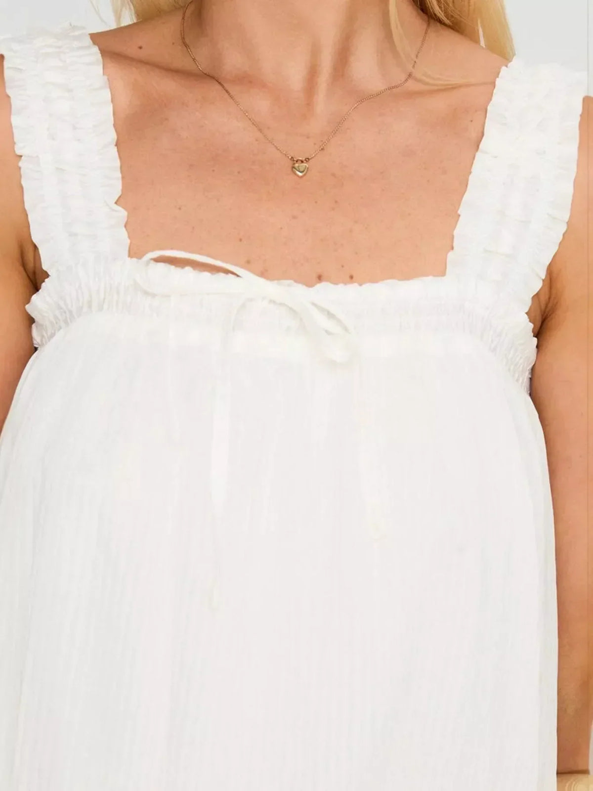 Frill Strap Square Neck Bow Tie Front Swing Mini Dress 2