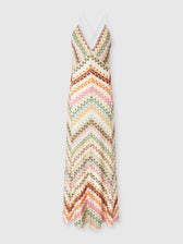 Chevron Knit V-Neck Spaghetti Strap Backless Maxi Dress 5