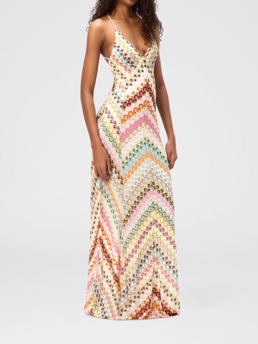 Crochet V-Neck Spaghetti Strap Maxi Dress