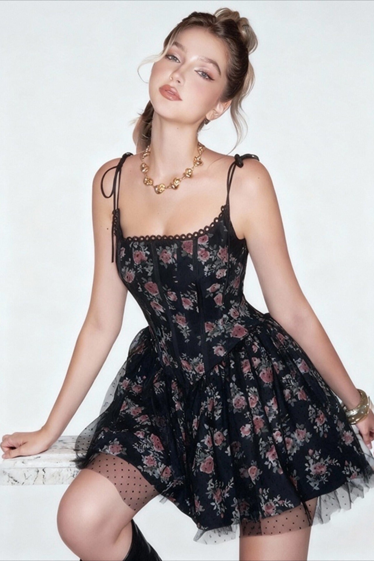 Lace Floral Mini Dress