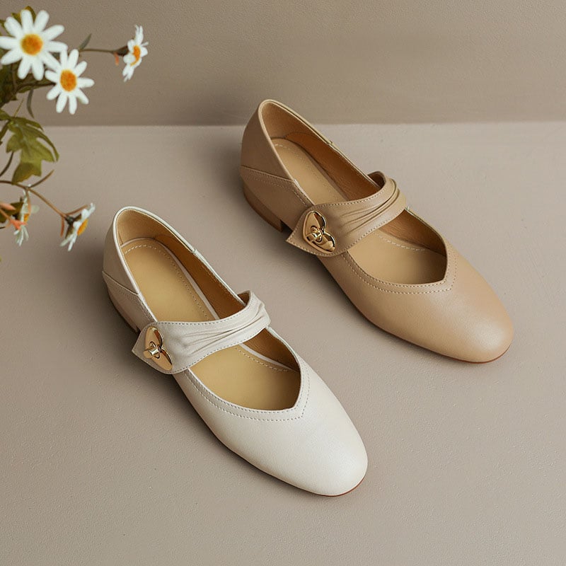 Danielan Round Toe Block Heels Mary Jane Shoes