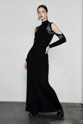Rhinestone Off Shoulder Turtleneck Bodycon Dress