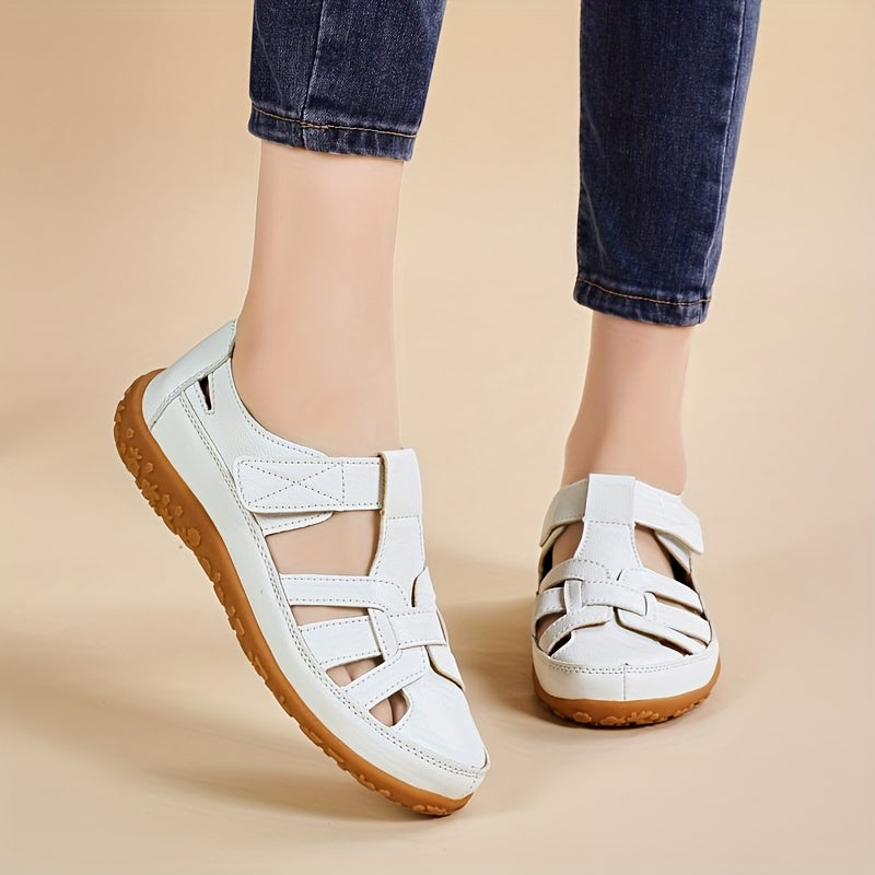Closed Toe Cut Out Hook and Loop Fisherman Sandals
