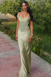 Off-the-Shoulder Sheer Mesh Bodycon Maxi Dress