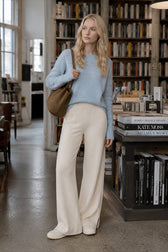 Wool Soft Straight Split Knit Pants