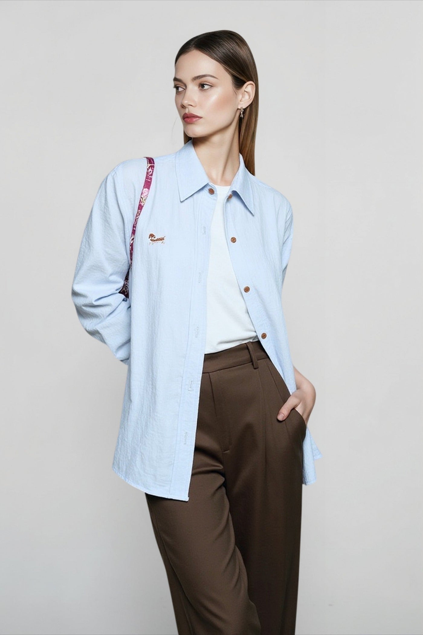 Linen Blend Embroidered Blouse