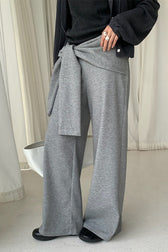 Casual Tie Patchwork Relaxed Straight Pants