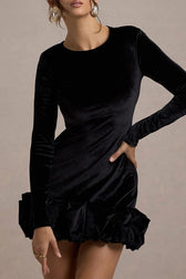 Velvet Ruffle Hem Party Dress 7