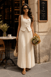Sleeveless Top Skirt Elegant Two Piece Work Set