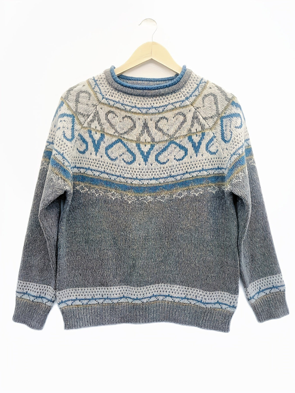 Fair Isle Crew Neck Nordic Knit Sweater