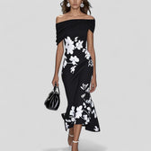 Off Shoulder Floral Mermaid Midi Dress 3