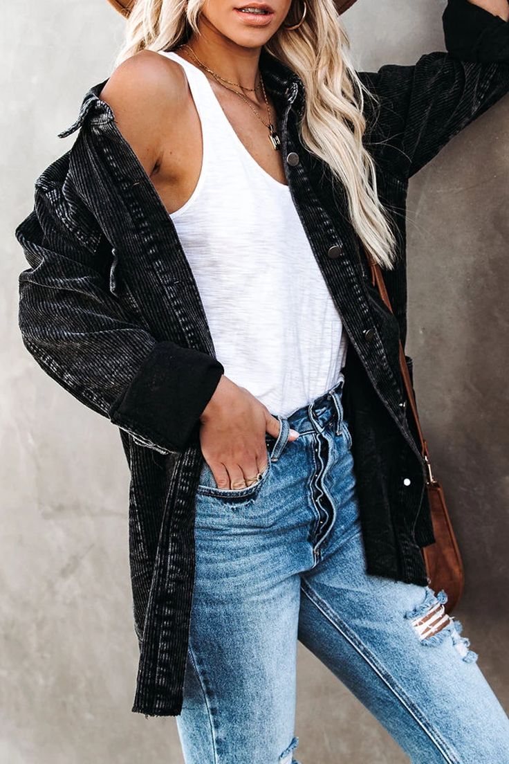 Oversized Corduroy Distressed Coat