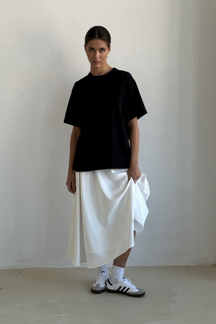 Satin High Waist Circle Maxi Skirt