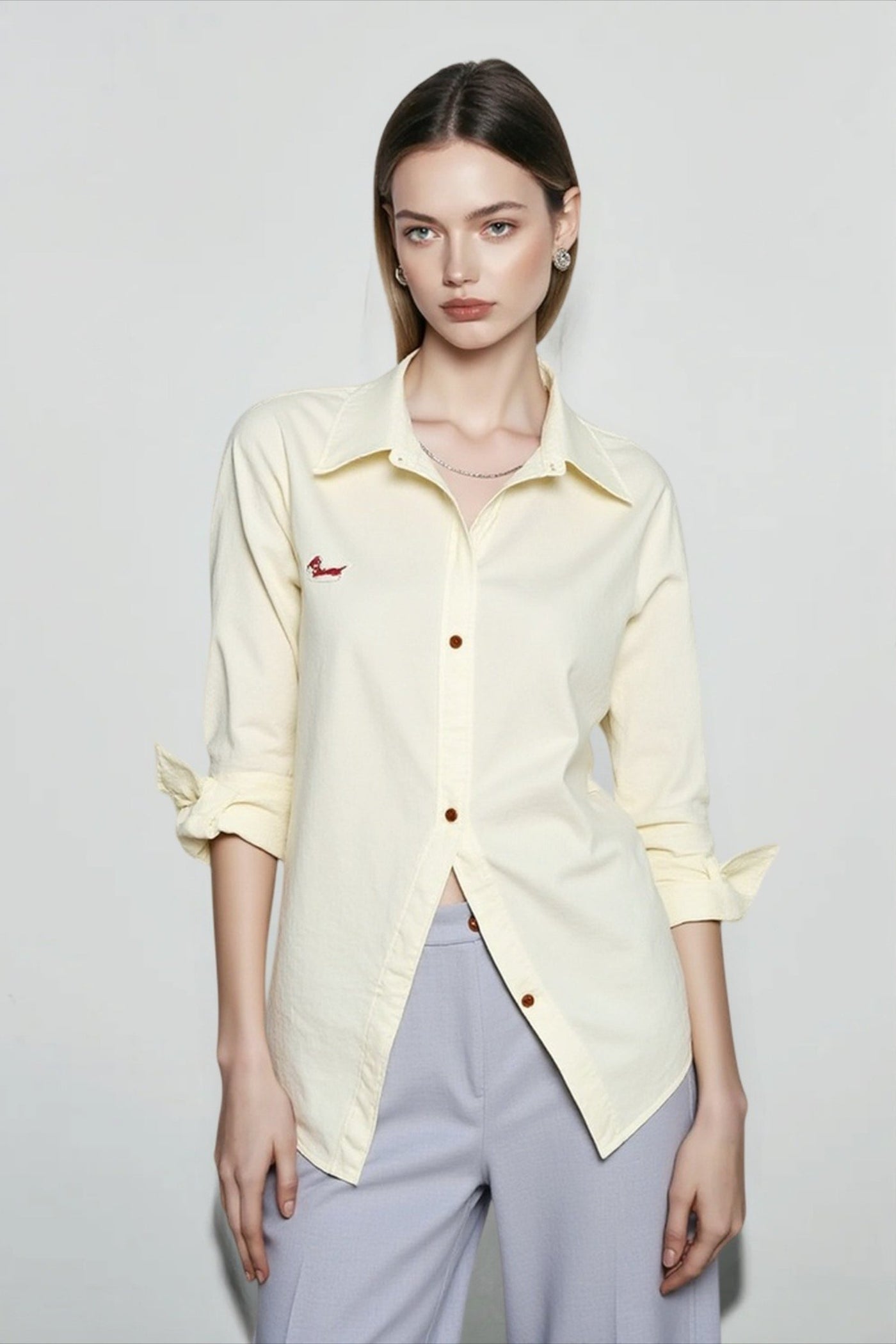 Linen Blend Embroidered Blouse