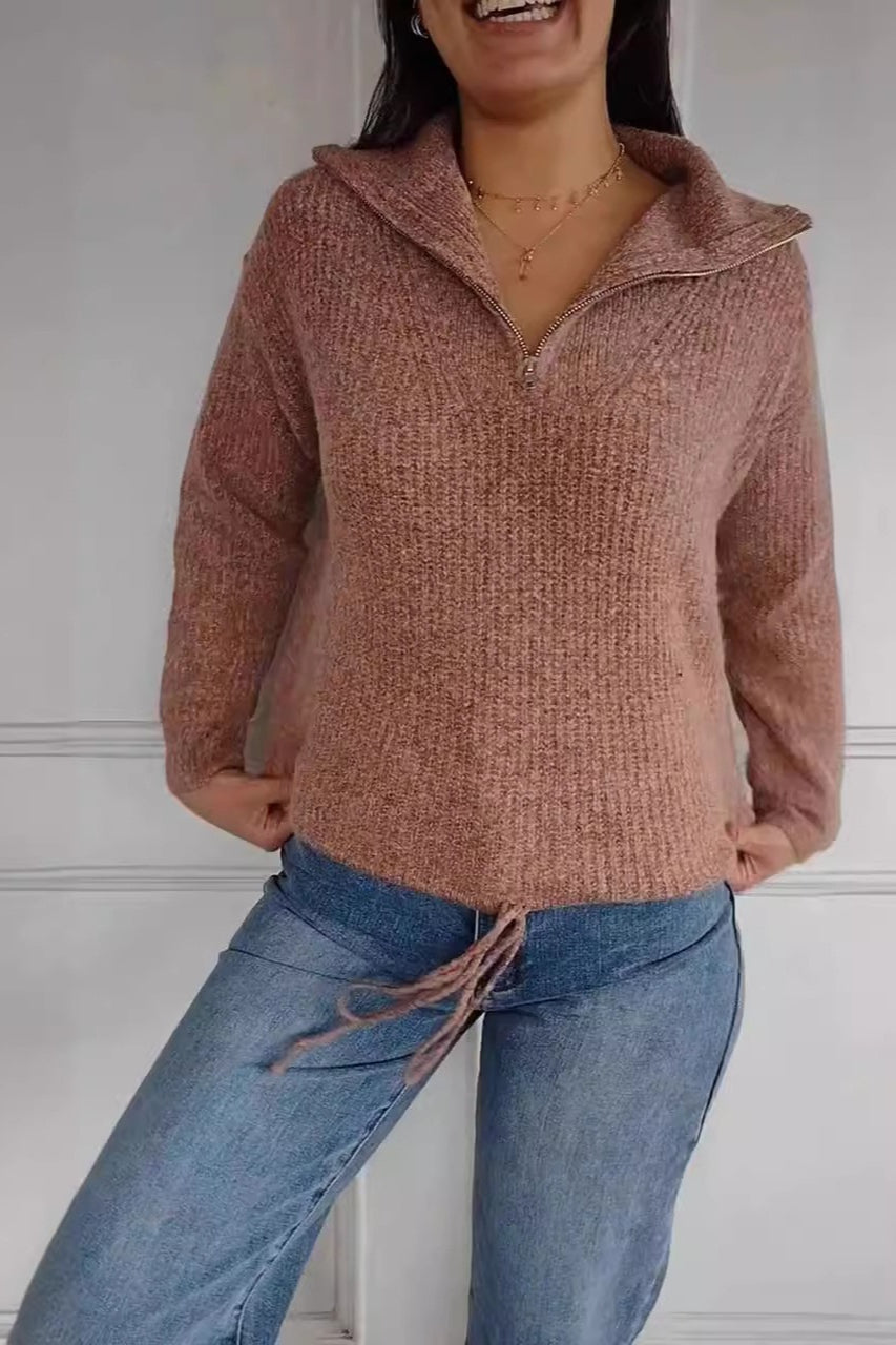Casual Drawstring Pullover Sweater