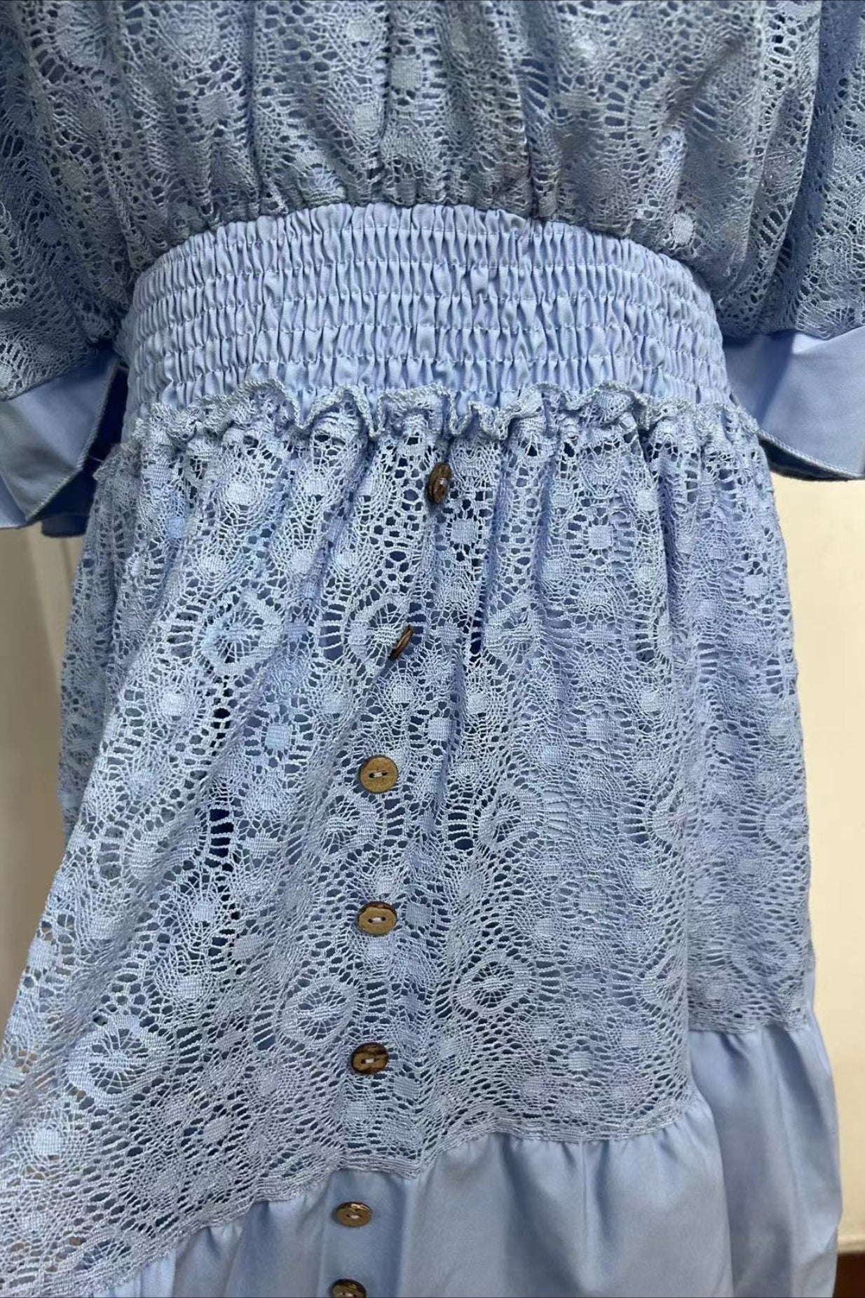 Lace Panel Batwing Sleeve Boho Dress