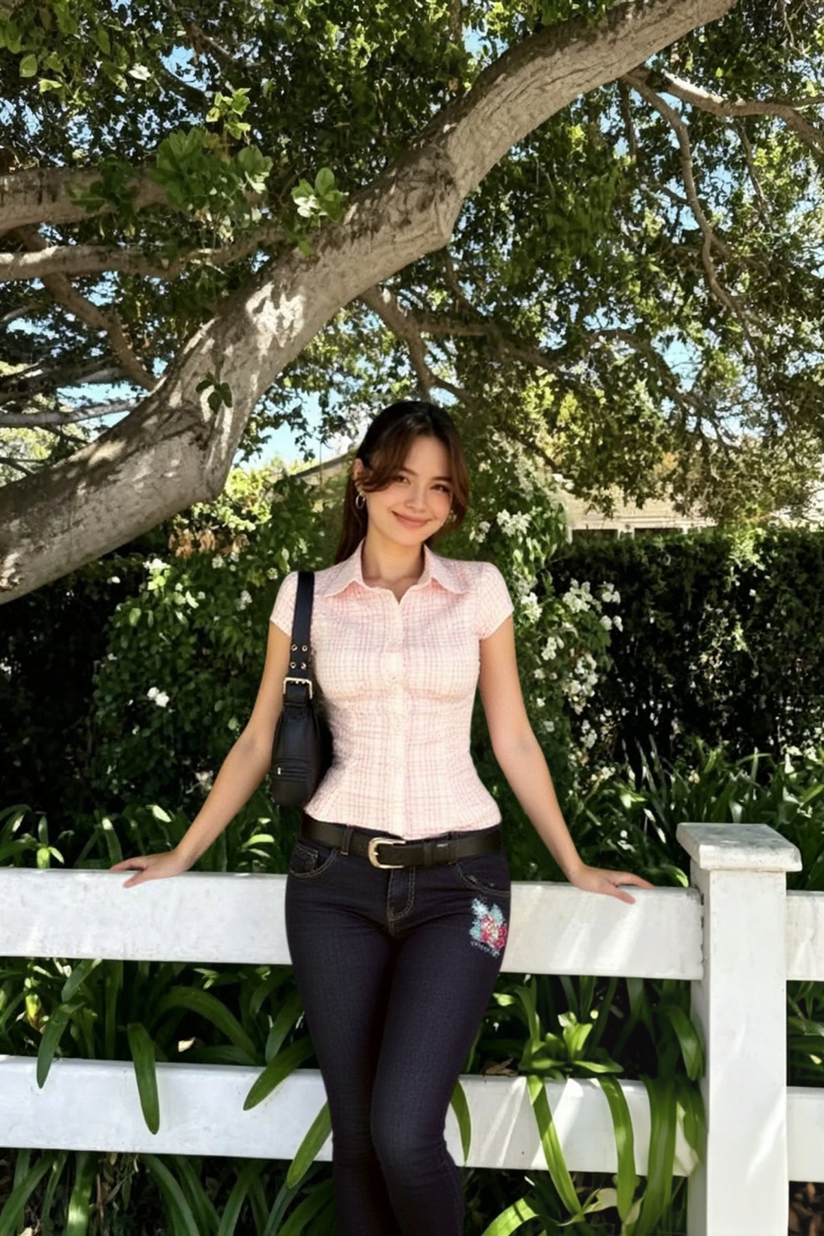 Plaid Collared Short Sleeve Button Front Fitted Shirt