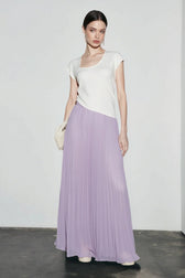 Chiffon Pleated Flowing Maxi Skirt