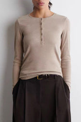 Henley Neck Slim Fit Long Sleeve Top