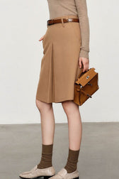 Twill Blazer Style Midi Skirt