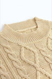 Long Sleeve Cable Knit Backless Sweater Dress
