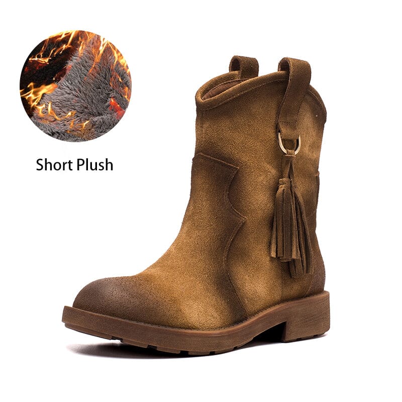 Matte��Leather Western Boots Handmade Cowboy Boots Gradient Colors in Brown/Apricot