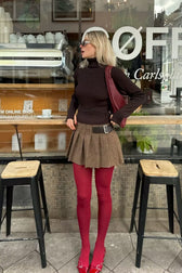 Buckle Detail Pleated Mini Skirt