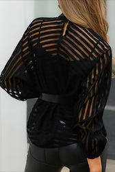 Striped Relaxed Fit Long Sleeve Chic Versatile Blouse