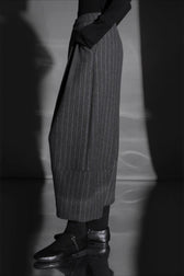 Relaxed Wide Leg Bootcut Wool Ankle Crop Pants